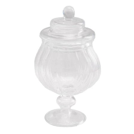 Lille Glas Krukke med Låg Transparent Glas Krukke 1/12 Skala Tilbehør til Boligindretning