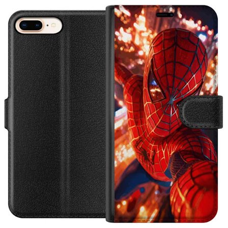 Yhteensopiva Lompakkokotelo Apple Apple iPhone 7 Plus Spider Man intensiivisessä toiminnassa välkkyvien valojen ja dynaamisen perspektiivin kera elo