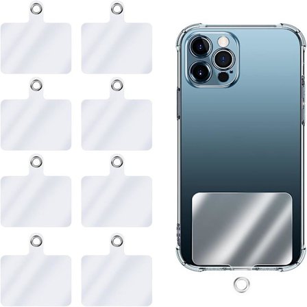 Stykke erstatningslapper for snor, mobiltelefon med metallring med snor for mobiltelefondeksel, kompatibel med mobiltelefonplate