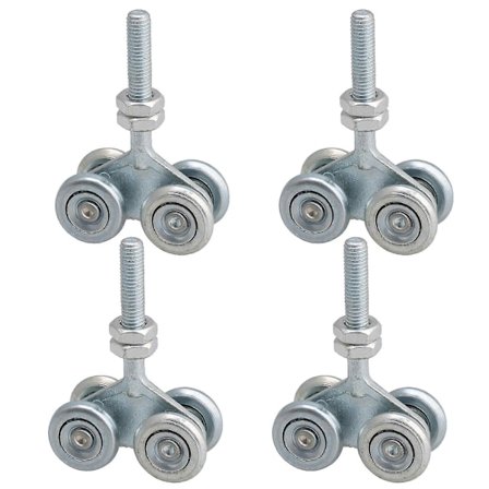 4x Skyveskinne Rulle Hengende Låvedør Skinne Tralle Hjul H4-3 Sølv