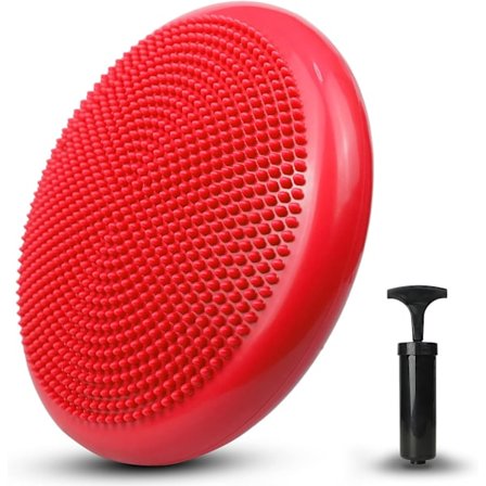 Tasapainolaatta, havaintoalusta, punainen 34cm - ilmatäytteinen alusta, joogamatto - keskivartalon harjoittelu, selkä, vatsalihakset, jalat, kuntoilu,