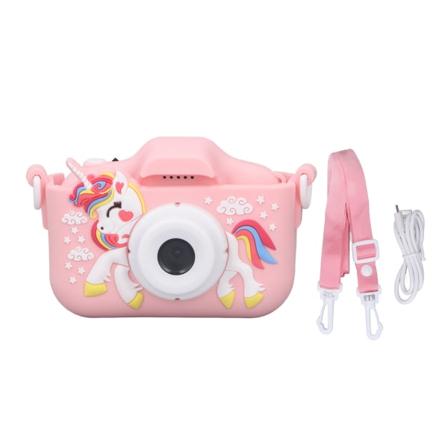 Børns kameralegetøj sødt tegneserie mønster digitalt foto videooptagelse kamera bærbart kamera enhjørning x10s pink Pink