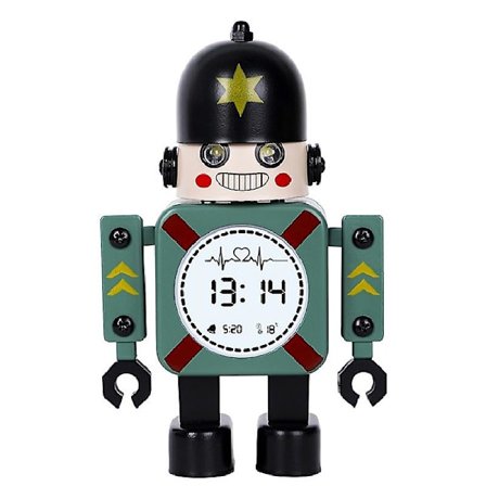 LED Elektronisk Robot Vekkerklokke for Studenter og Barn Kreativ Soldat Digital Vekkerklokke(grønn)