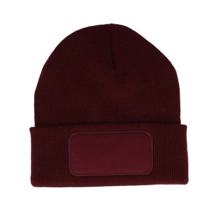 Beechfield - Röd cuff Beanie - Burgundy Original Patch Cuff @ Hatstore