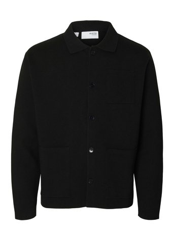 Slhmike Light Relaxed Polo Cardigan Noos Black Selected