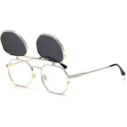 Flip Up Solbriller Mænd Kvinder Polariseret Steampunk Flip Solbriller Med Dobbelt Linser