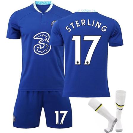 Chelsea Hemmafotbollsdräkter 22-23 Fotbollströja Fotbollsuniformer KANTE 7 Barn 24(130-140CM) STERLING 17 M