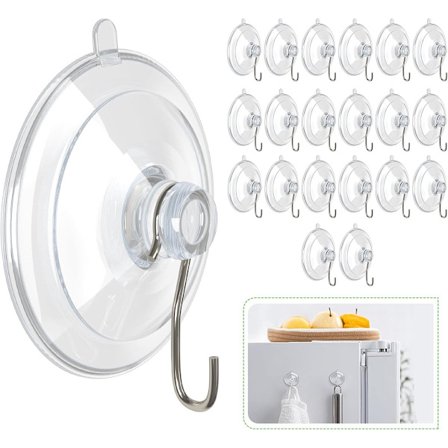 Sugekop Kroge (20 Stykker) - Sugekop Kroge - 1,77 Tommer Klare Sugekopper - op til 3 kg