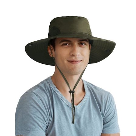 Solhat til mænd med UV-beskyttelse, sommerhat med bred skygge, sammenklappelig hat til vandreture og fiskeri