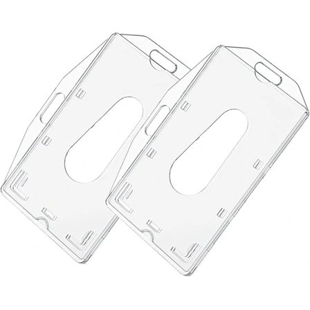 (pow yeah!) 2-pak Vertikale Navneskiltholdere med Tommelfingergreb PC Klar Hård til Skole-ID Kontor Kreditkort Kørekort Pas