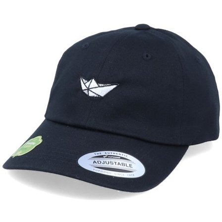 Iconic - Svart unconstructed Keps - Organic Tiny Paper Boat Black Dad Cap @ Hatstore