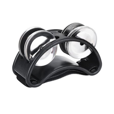 1 st fottamburin slagverksinstrument i metall med bjällror (svart)