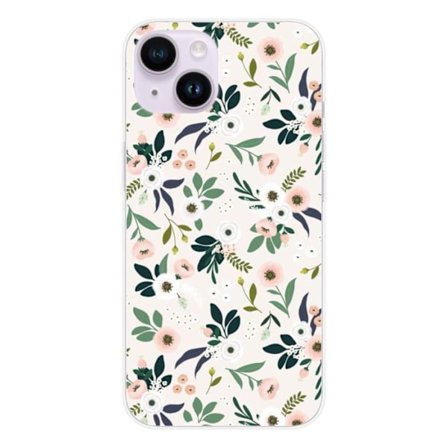 Silicone Skaltryck - 1001 Skal - iPhone 14 - Blommönster - Optimal Skydd - Mjuk