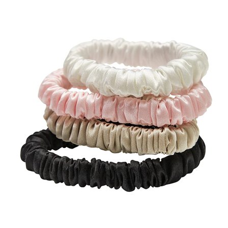 Lenoites Mulberry Silk Skinny Scrunchies White, Pink, Beige, Black, Hår, Hårpynt, Scrunchies