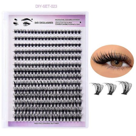 DIY Ögonfransförlängningskit, 280 st Kluster Smala Stammar, Superfixerad Mascaraborste Bond och Seal Ögonfranslim och Eyel[HK]