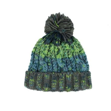Beechfield - Groen pom Beanie - Kids Corkscrew Electric Grey Pom @ Hatstore