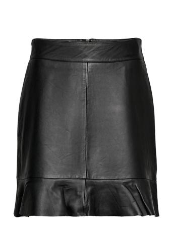 Slfkim Mwhort Leatherkirt Black Selected Femme
