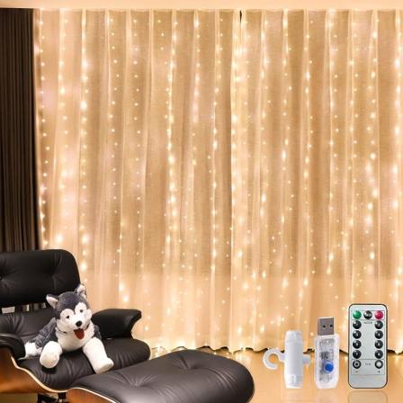 Gardinvalot 300 LED 8 valaistustilaa, 9,8ftX9,2m