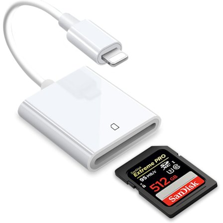 SD-kortlæser til iPhone/iPad, til SD-kort, hukommelseskort-adapter, kamera-kortlæser-adapter, visnings-SD-kort-adapter-konverter til iPhone Plug and 