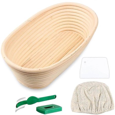 Oval Brødhevekurv, Håndlaget Banneton Brødhevekurv Brotform Med Brødkniv, Deig
