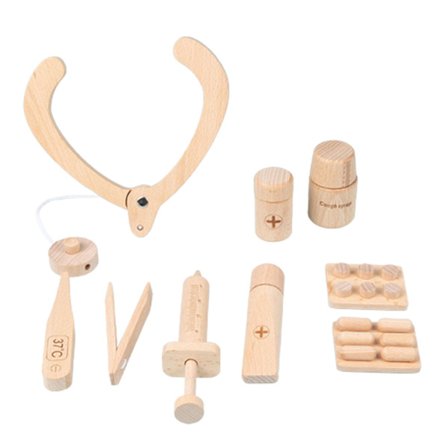 Trä Medicinsk Kit Lekset Doktor Pretend Medicinska Kit För Barn Pojkar Flickor 3+ År Gamla