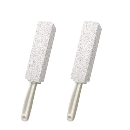 2-pak Pumice Rengøringssten med Håndtag, Toiletbørste til Toiletkumme med Skridsikkert Langt Plasthåndtag