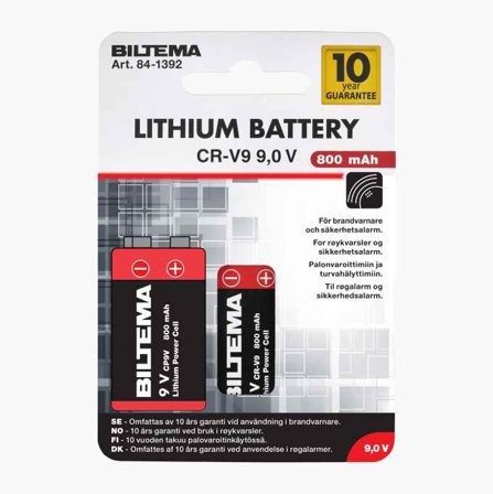 Litiumbatteri 9 V - Biltema