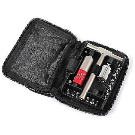 Åtdragande Multifunktionell Momentnyckel Verktygssats med T-handtagsnyckel Bits Hylsa