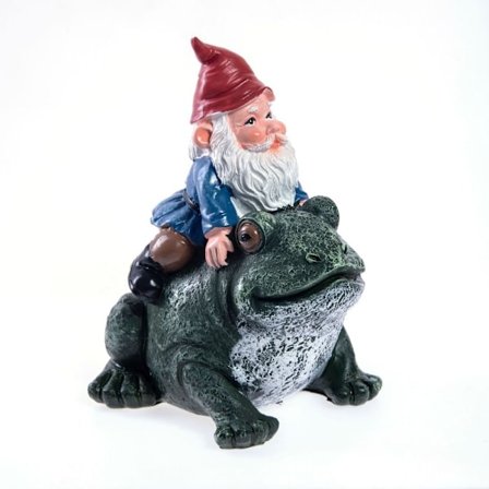 Gnome Statue Sidder på Frø Gnome Skulptur Dværgfigurer
