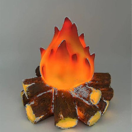 Kunstig LED Pejslampe med Realistisk Træglødende Brændende Flamme - Flammeløs Pejslys