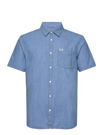 Ss 1 Pkt Shirt Shirts Denim Shirts Blå Wrangler*Betinget Tilbud