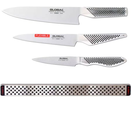 Global Knivsæt 3 dele + knivliste 51 cm | KitchenOne