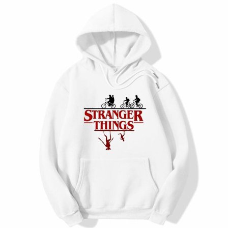 Stranger Things Hoodie | Tryckt Tröja | Lediga Unisex-kläder för Fans *M*vit