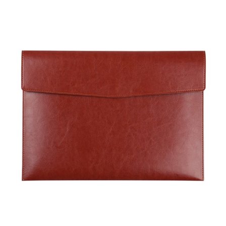 PU-læder mappe med skjult penneholder, ideel til kvinder, gulbrun