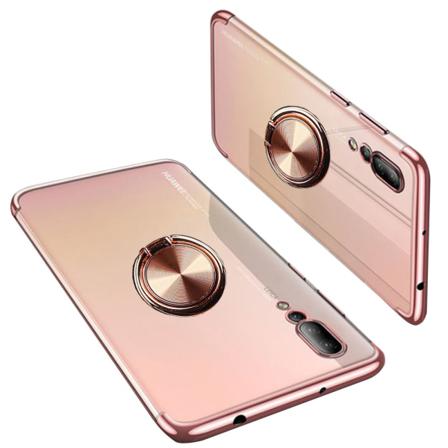 Huawei P20 - Elegant Floveme Silikonskal Ringhållare Silver