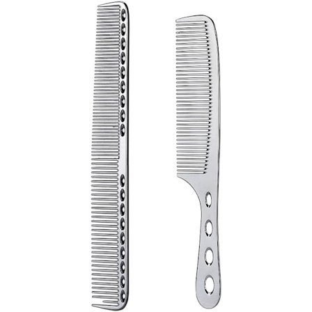 2 Pakke Antistatiske Hårkammer i Rustfritt Stål for Frisørsalong Ba