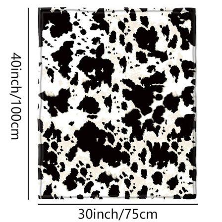 1 stk. Ko-print tæppe, Ko-mønster dyretæppe, Varmt hyggeligt blødt kastetæppe til sofa seng sofa rejser camping [DB]