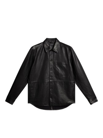 J.Lindeberg - Lanson Leather Overshirt - Black - Man - M
