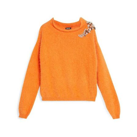 Liu Jo Round-neck Strik Orange, Dame Striktrøjer