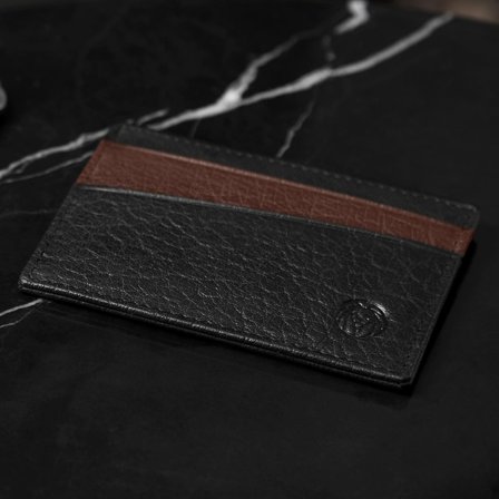 Montreal Mini Black & Tan RFID Leather Card Holder for Men - Card Holders