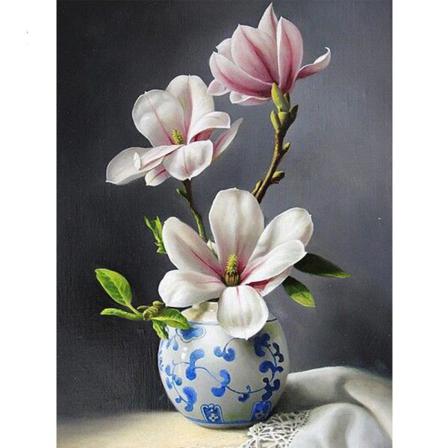 Full 5d Diy Diamond Painting Cross Stitch Flowers Orchid Vase Br Som På Bilden 1 30x40cm