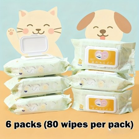 480 stk. kæledyrsservietter, milde renseservietter til hunde og katte - sikre til øjne, ører, mund, poter, pels og private områder - bærbar dispenser[