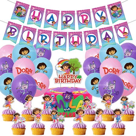 Dora Seikkailija Syntymäpäiväjuhlasetti Koristeet Hyvää Syntymäpäivää Setti