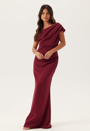 Bubbleroom Occasion - Asymmetric Draped Maxi Dress - Wine-red