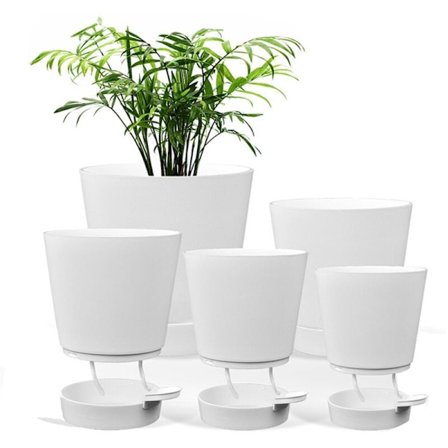Selvvandende blomsterpotter, selvvandende potter med anti-rodråd, ventilerede blomsterpotter i plast med dyb karreservoir-FD-
