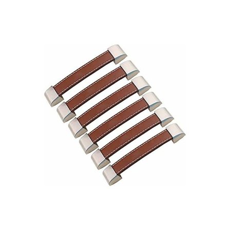 Lærhåndtak - Skaphåndtak - Håndtak for garderobe, kjøkken og dør (gul, 128 mm, 6 stk) KLB