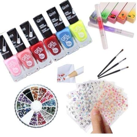 Neglesæt - Dekorationssæt - Neglelak, Rhinestone, Negleklistermærker