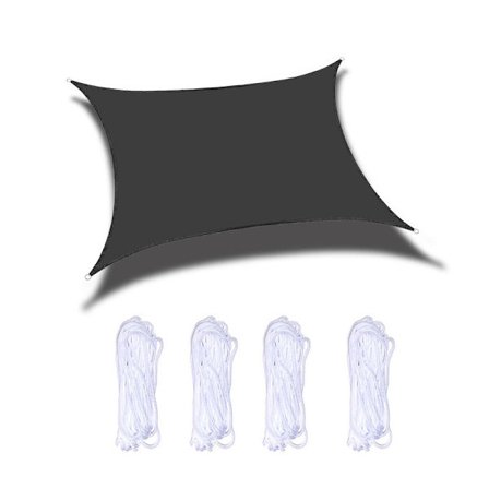 Suorakulmainen aurinkovarjo - musta - 4x6 M - 95% UV-suoja - Kiinnityssarja mukana - Suorakulmainen vedenpitävä PES