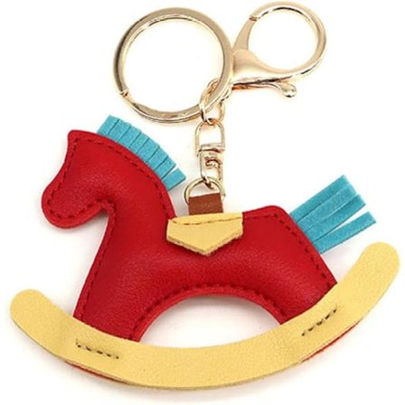 2 stk. Læder smykketaske til kvinder Vedhæng Nøglering Tegneserie Pony Gyngehest Nøglering Søde dyre smykker Tilbehør Dekoration Gave