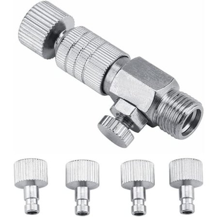 Airbrush-kobling i metall, 4 x 1/8" hann-hunn-koblinger